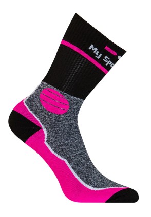 GD9181 Calza Sportiva Corta Nero-Fucsia